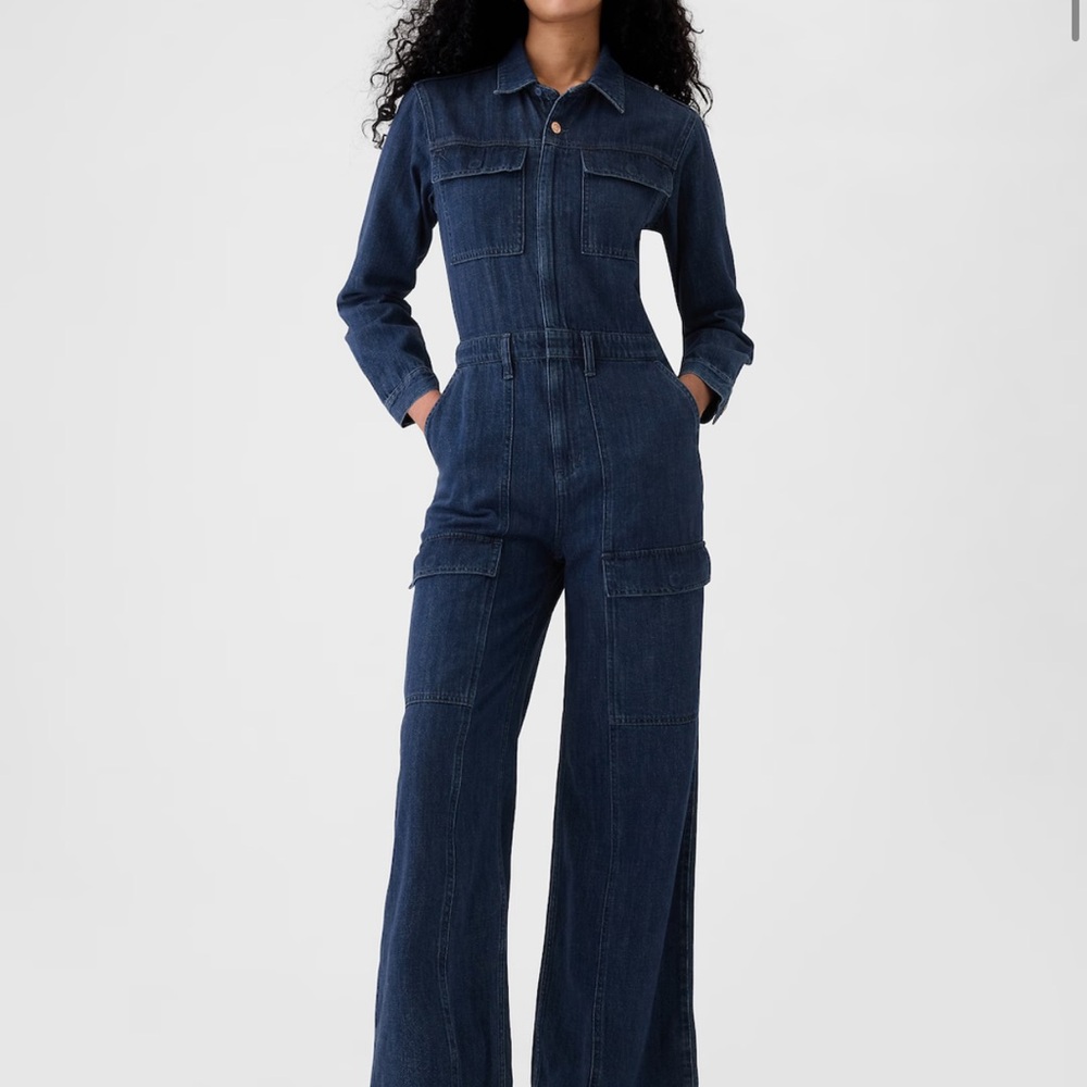 GAP Blue Denim Overalls Wide-Leg Style